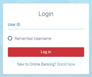 online banking login screen