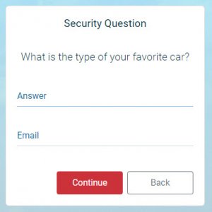 online banking security question screen