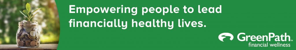 Empowering people to lead financially healthy lives image with text and Greenpath logo