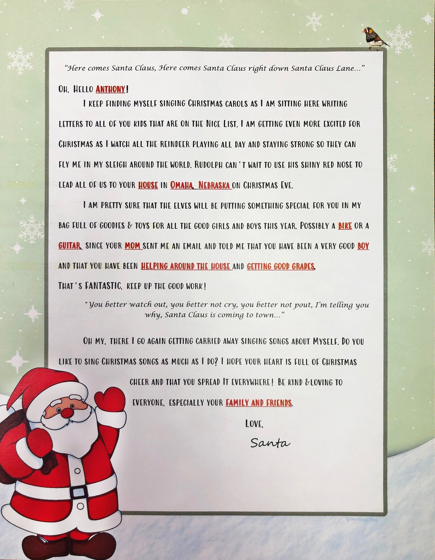 santa letter example