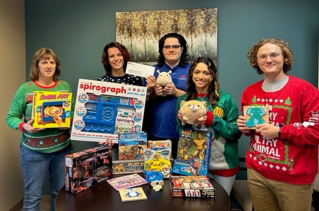 staff with toy donations
