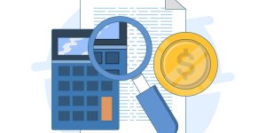 image of calculator and magnifying glass
