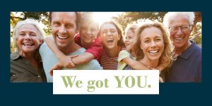 We got you text on top of image of family