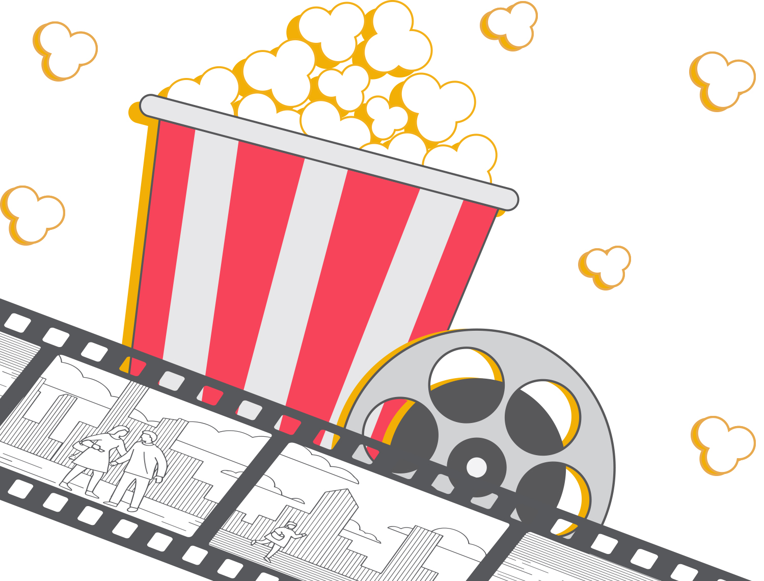 popcorn bucket and film strip
