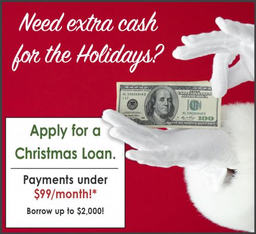 apply for a christmas loan, santa holding money